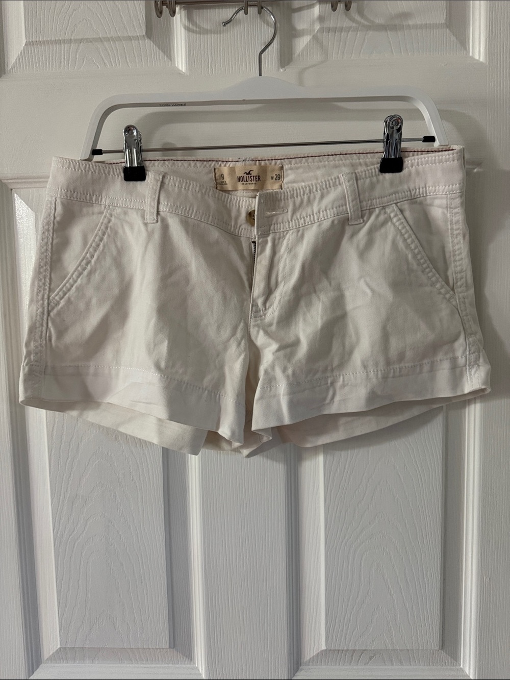 Hollister Cream High-Waist Cotton Shorts